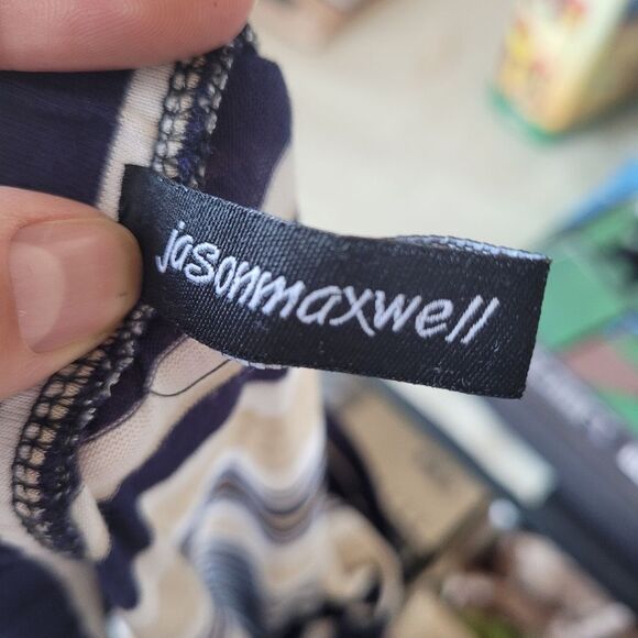 Jason Maxwell Striped Maxi Skirt Navy Cream Nautical Coastal Soft Girl Casual L - Picture 7 of 7